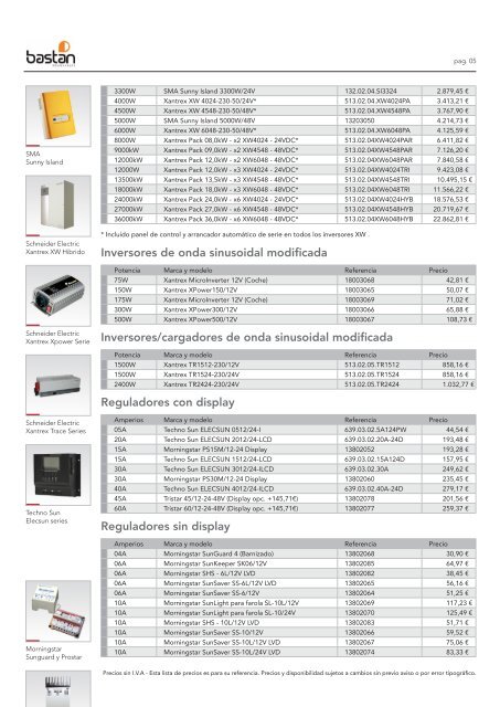 Bastán - Lista de precios para energia solar fotovoltaica y paneles ...