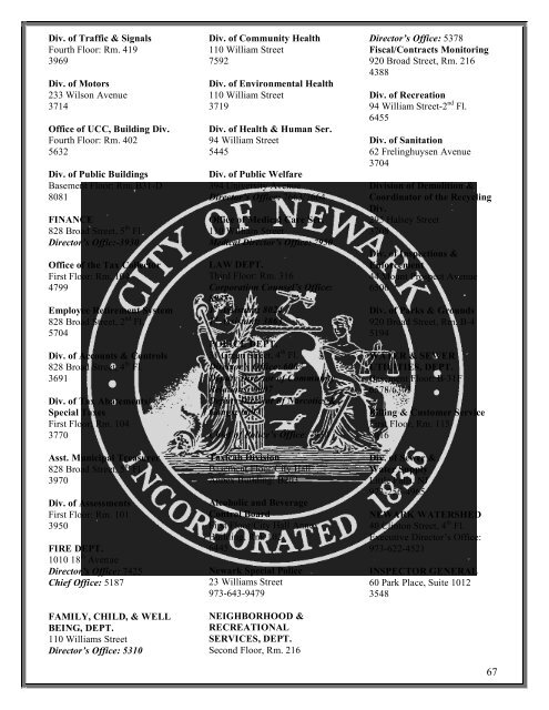 Constituent Services Guide - The City Of Newark, New Jersey