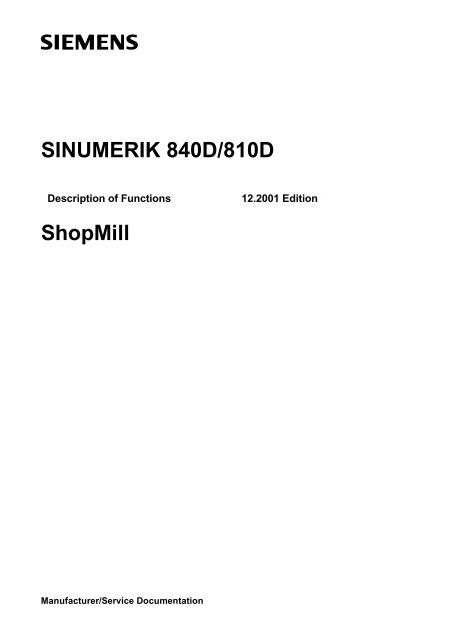 SINUMERIK 840D/810D ShopMill