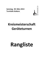 Rangliste Kreismeisterschaft 2013 K1 - SVL Lengnau