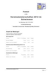 Vereinsmeisterschaften 2012 im Schwimmen - TSG Backnang eV