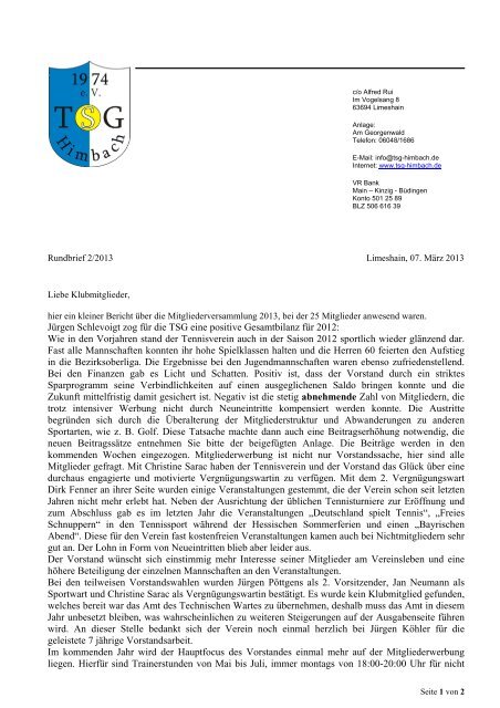 Rundbrief 2/2013 - TSG Himbach