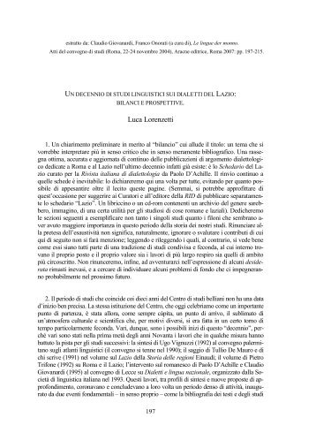 Luca Lorenzetti - Università degli Studi di Cassino - Glottologia e ...