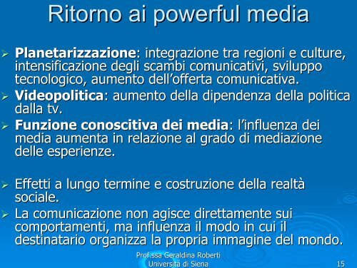 TEORIE E TECNICHE DELLE COMUNICAZIONI DI MASSA