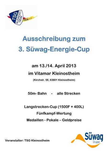 Ausschreibung Suwag Energie Cup 3 Dsv