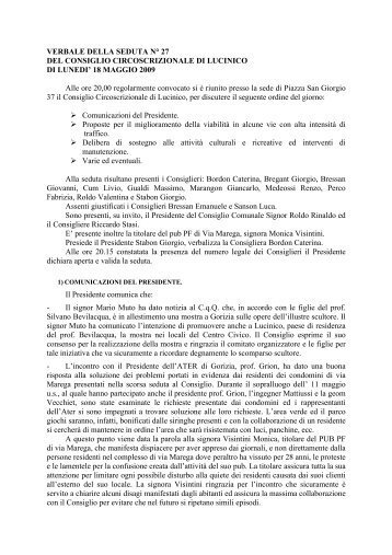 verbale seduta n. 27 - 18.5.2009 - Associazioni.cralucinico.it