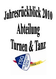 Übersicht Turnabteilung/Jahresheft 2010 - TSG Kleinostheim