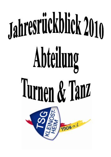 Übersicht Turnabteilung/Jahresheft 2010 - TSG Kleinostheim