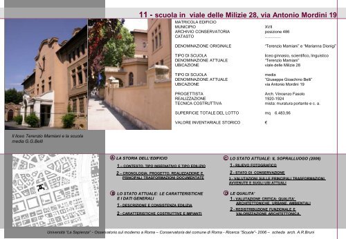 11 - scuola in viale delle Milizie 28, via Antonio Mordini 19 - Sapienza