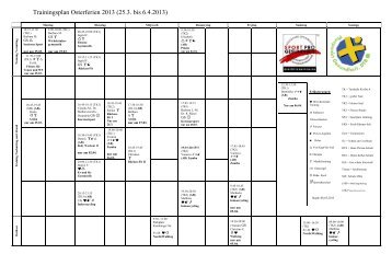 Trainingsplan Osterferien 2013 (25.3. bis 6.4.2013) - TSG Oberursel