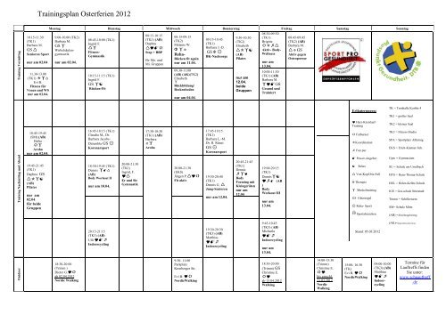 Trainingsplan Osterferien 2012 - TSG Oberursel