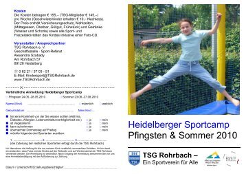 Heidelberger Sportcamp Pfingsten & Sommer 2010 - TSG Rohrbach