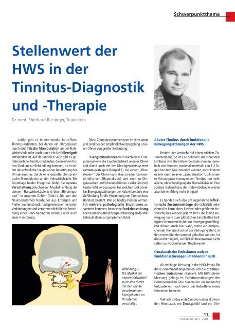 Stellenwert Der HWS In Der Tinnitus-Diagnostik Und