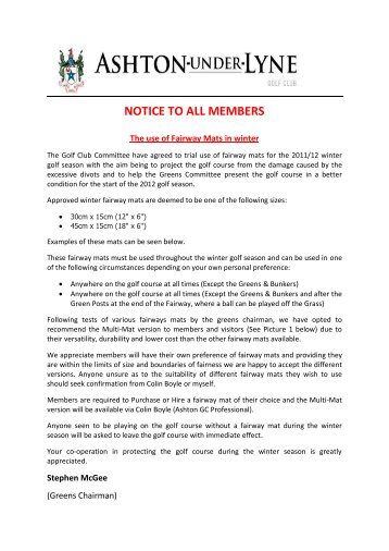 winter fairway mats notice.pdf - Ashton Under Lyne Golf Club