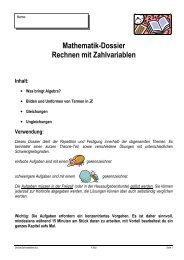 Mathematik-Dossier Rechnen mit Zahlvariablen