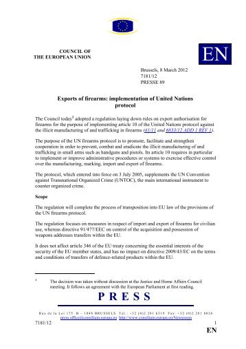 Exports of firearms: implementation of United Nations ... - Europa