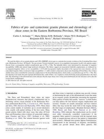 Fabrics of pre- and syntectonic granite plutons and ... - CPRM
