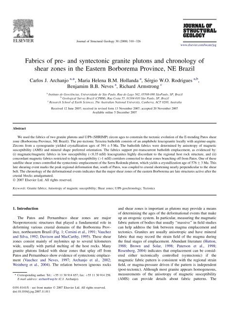 Fabrics of pre- and syntectonic granite plutons and ... - CPRM