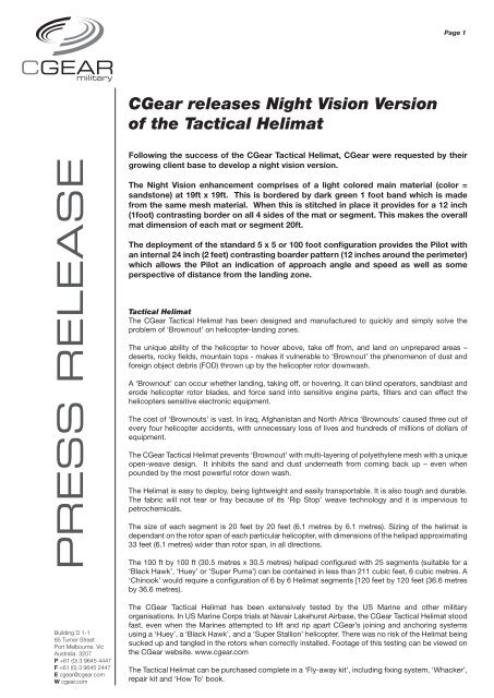 Press Release Cgear Australia Press Release Cgear Australia