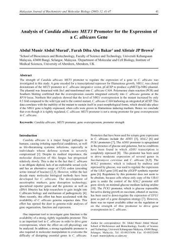 Analysis of Candida albicans MET3 Promoter for the ... - EJUM