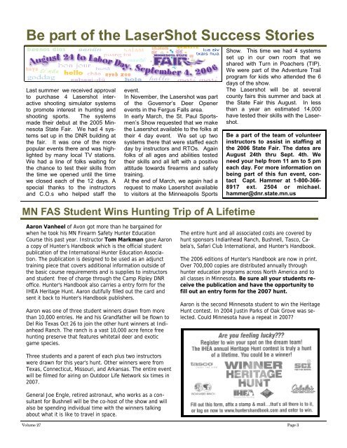 Firearms safety & hunter education news: Summer 2006 - Minnesota ...