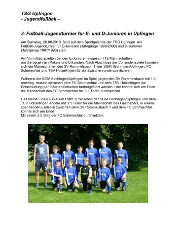 3. Fußball-Jugendturnier für E- und D-Junioren in ... - TSG Upfingen