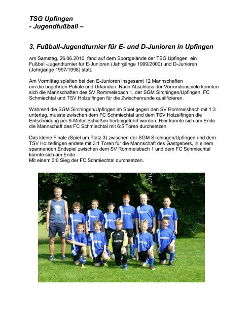 3. Fußball-Jugendturnier für E- und D-Junioren in ... - TSG Upfingen