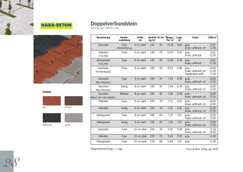 Pflasterstein-Preisliste 2013/2014 - HABA Pflastersteine