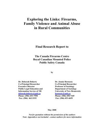 Exploring the Links: Firearms, Family Violence, and Animal Abuse in