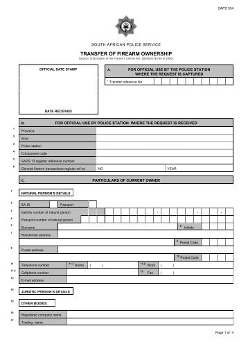 TRANSFER OF FIREARM OWNERSHIP