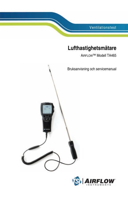 Lufthastighetsmätare AIRFLOW™ Modell TA460 ... - Tsi