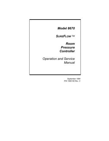 Model 8670 SUREFLOW Room Pressure Controller Manual - TSI