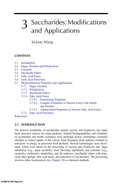 Chemical and Functional Properties of Food Saccharides