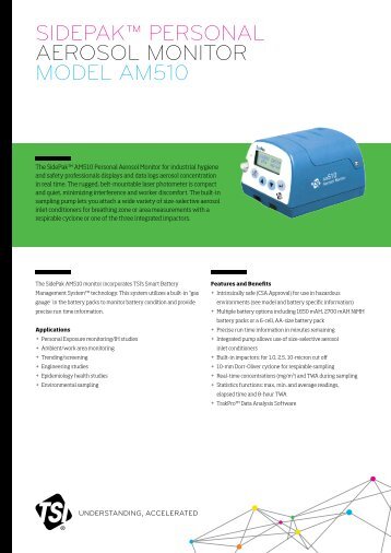 SIDEPAK™ PERSONAL AEROSOL MONITOR MODEL AM510 - Tsi