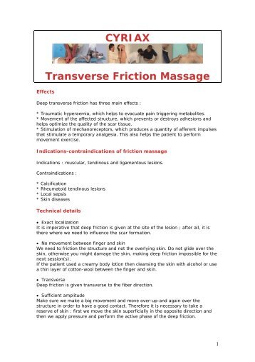 CYRIAX Transverse Friction Massage - Fisiokinesiterapia.biz