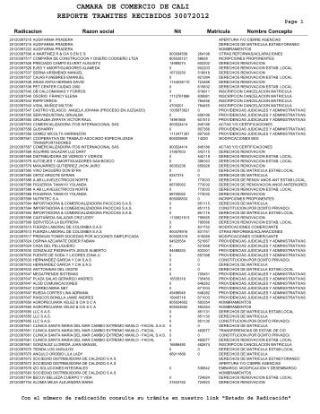 camara de comercio de reporte tramites recibidos 30072012 cali