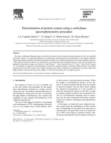 Determination of protein content using a solid phase - Test Page for ...