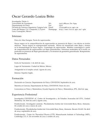 Curriculum Vitae - IFUG - Universidad de Guanajuato