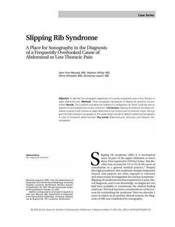 Slipping Rib Syndrome - Journal of Ultrasound in Medicine