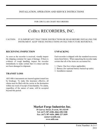 Cobex Chart Recorder Manual