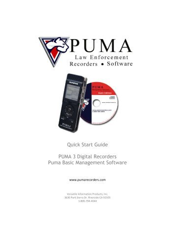 Quick Start Guide PUMA 3 Digital Recorders Puma Basic ...
