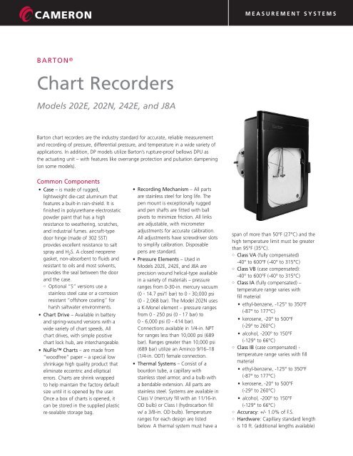 High Pressure Chart Recorder