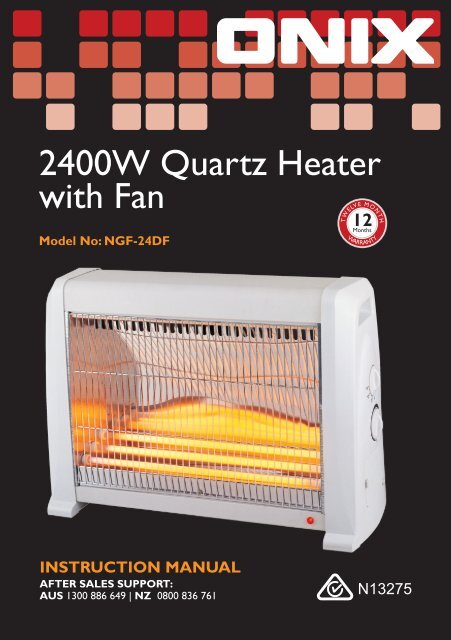 2400W Quartz Heater with Fan - Tempo (Aust)