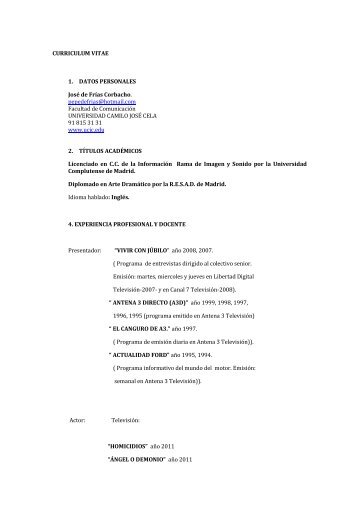 Prof. Pepe Frías - Universidad Camilo José Cela