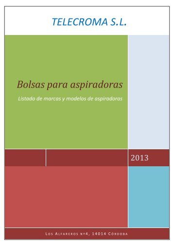 Bolsas para aspiradoras Listado de marcas y modelos ... - Telecroma