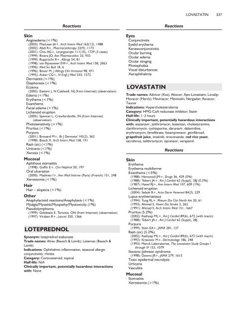 Drug Eruption and Interactions - PHARMACEUTICAL REVIEW