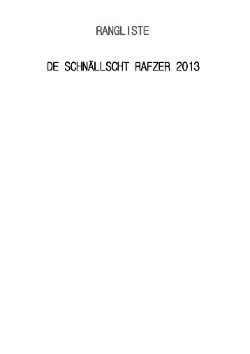 RANGLISTE DE SCHNÄLLSCHT RAFZER 2013