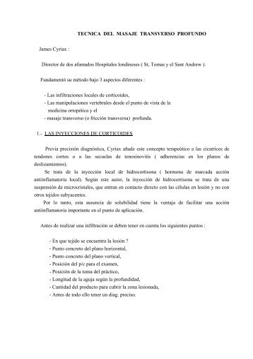 TECNICA DEL MASAJE TRANSVERSO PROFUNDO