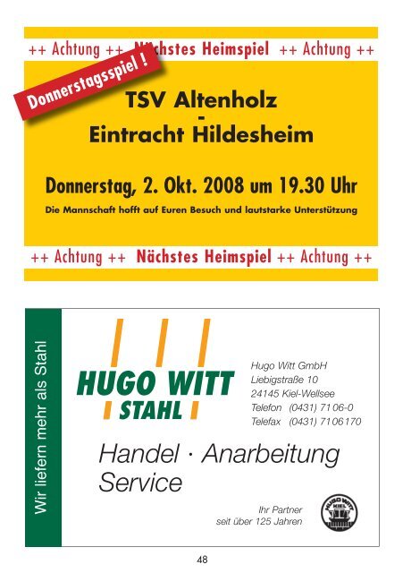 Hallenheft Nr. 2 Altenholz gegen Wilhelmshavener HV - TSV-Altenholz