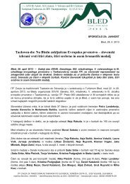 Sporočilo za javnost - EP v Taekwondo-ju Bled 2013